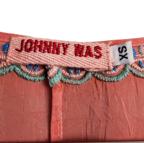 Johnny Was Coral Embroidered Boho Peasant Floral Blouse Women's Size XS - Picture 10 of 11